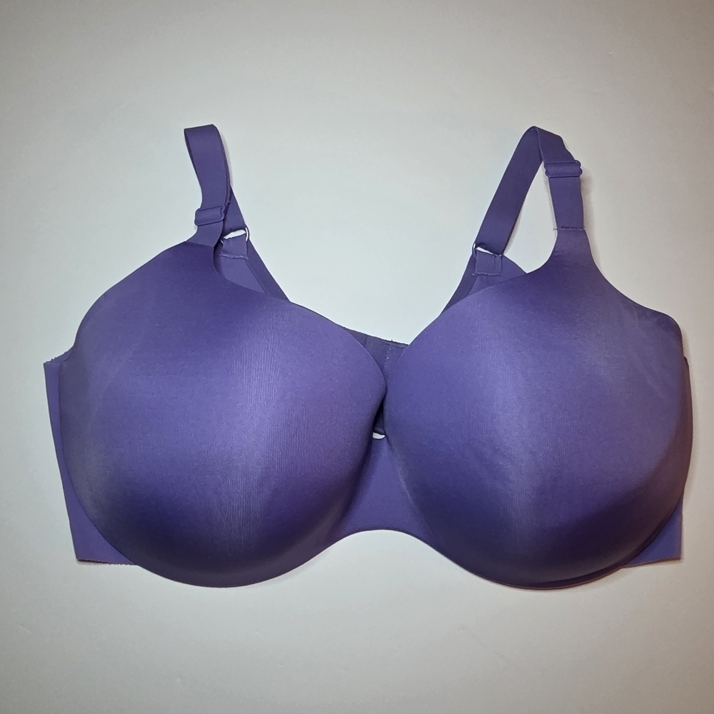 Ambrielle Womens BRA 38DDD Purple T-Shirt Plunge Seamless Smooth WIRED
